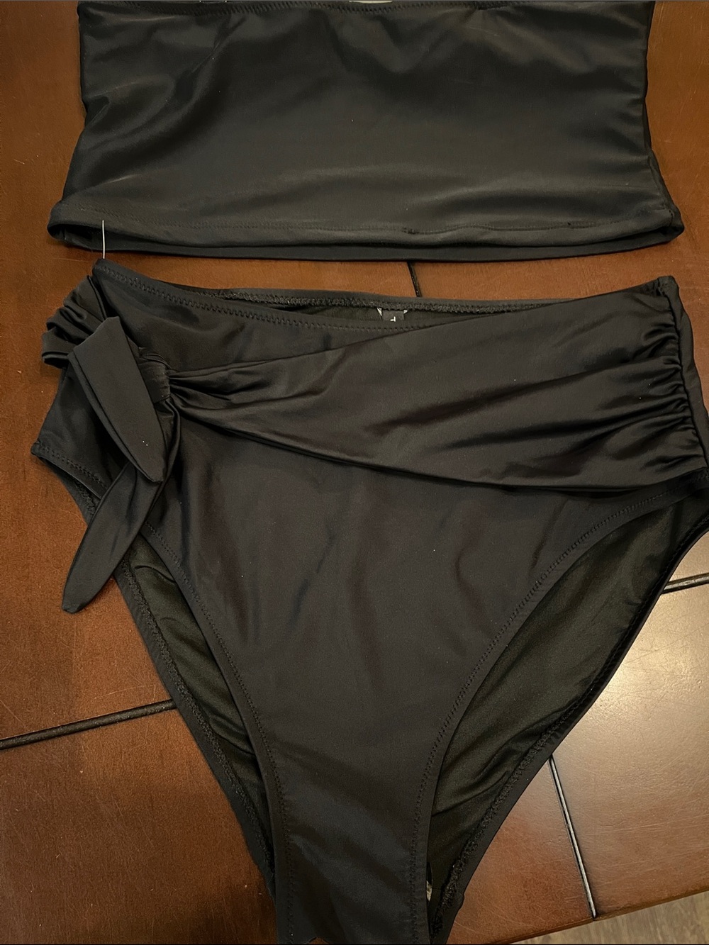 Tahari Black Two-Piece Tie-Front tankini Set - Picture 6 of 8